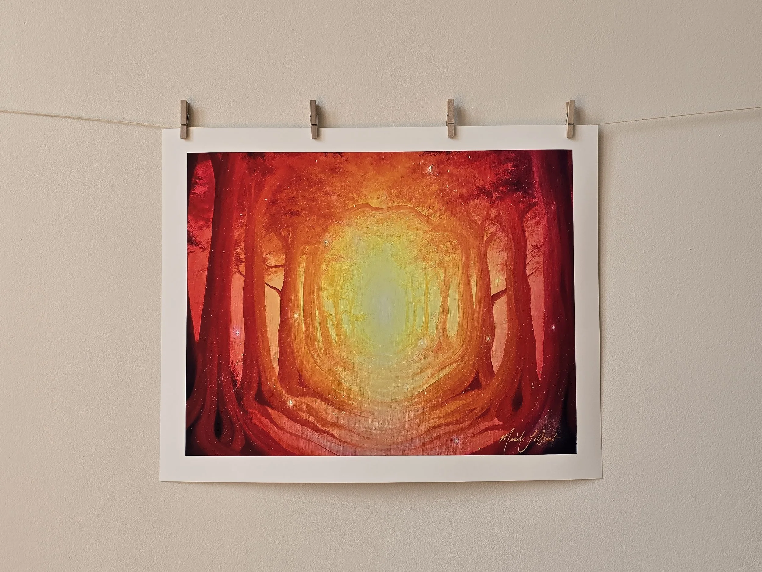Warm Color Scheme Fantasy Forest Art - Mystical Woodland Art - Orange Floral Art - Forest Pathway Artwork - Ethereal Artwork