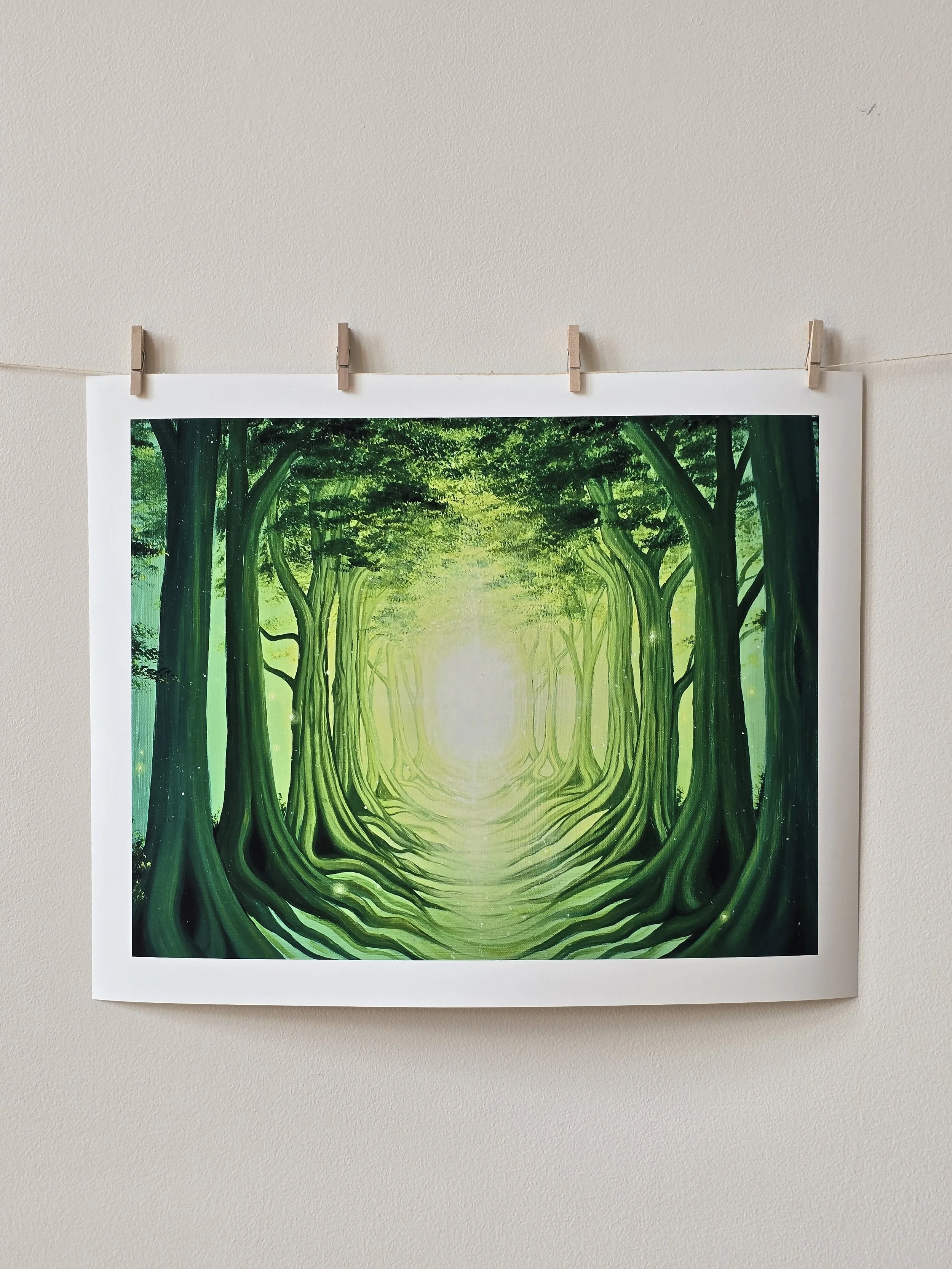 Spiritual Forest Artwork - Mystical Woodland Art - Forest Pathway Artwork - Earthy Green Home Decor Canada
