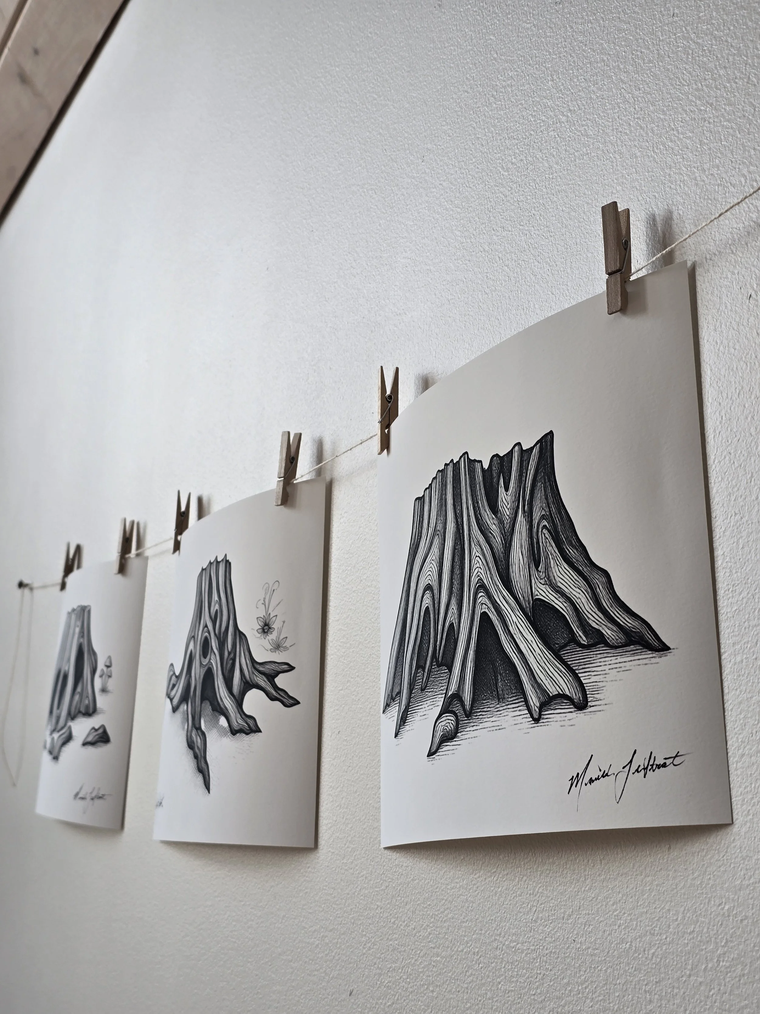 Nature Illustrations - Canadian Artists - Natural Home Decor - Tree Stump - Manitoba Artist - Nature Inspired Wall Art - Cottagecore Art - Forestcore Art - Canadian Forest Art - Woodland Artwork