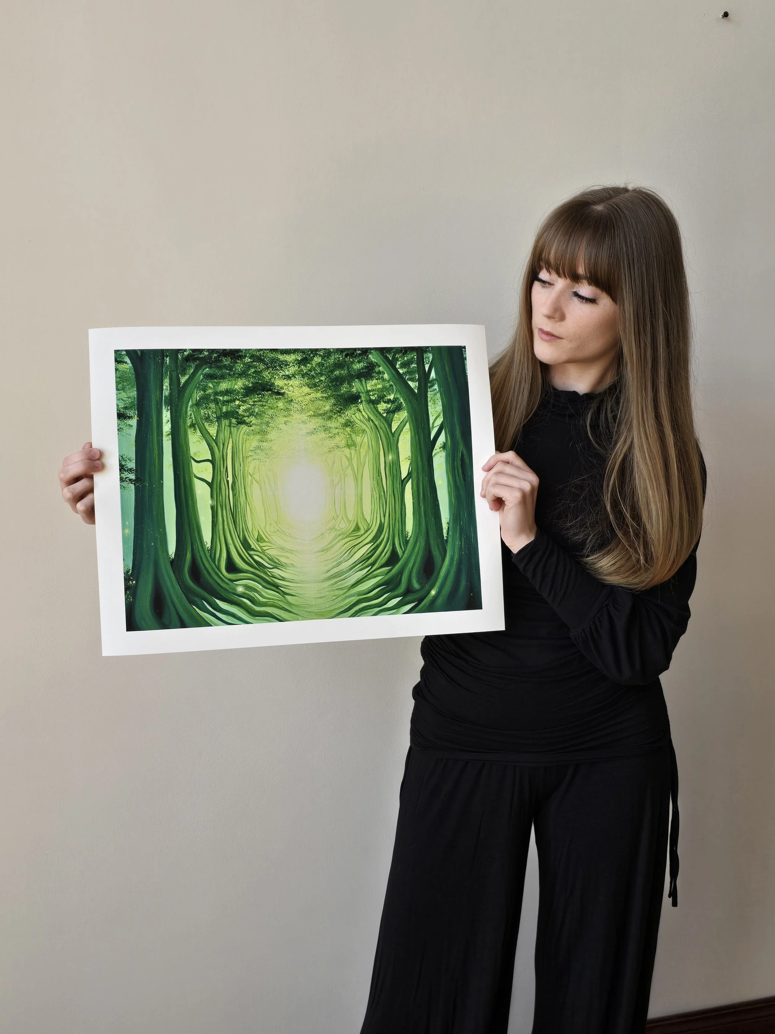 Spiritual Forest Artwork - Mystical Woodland Art - Green Canadian Forest Wall Art