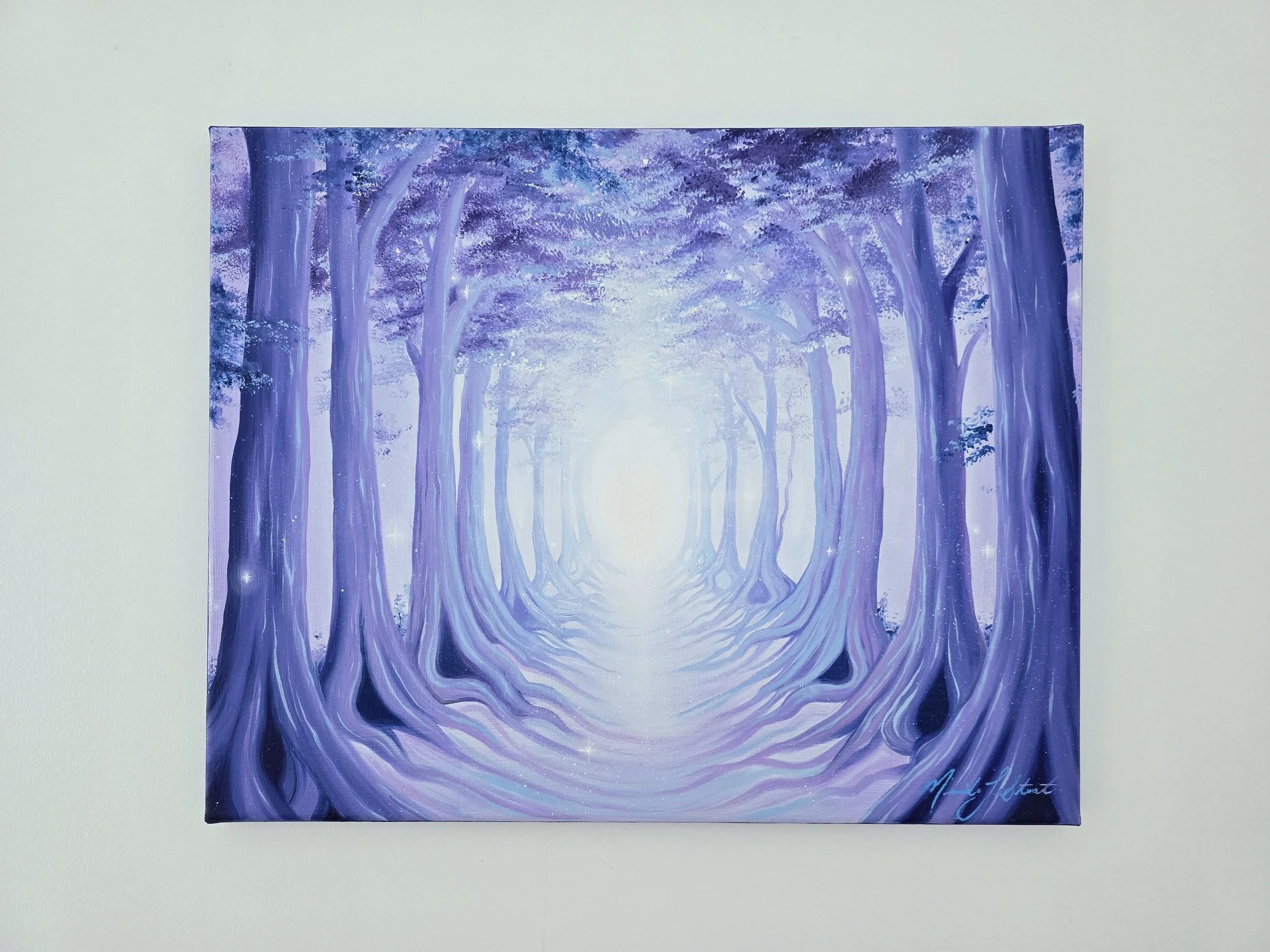 Blue purple indigo periwinkle color scheme home decor, fantasy forest art for sale