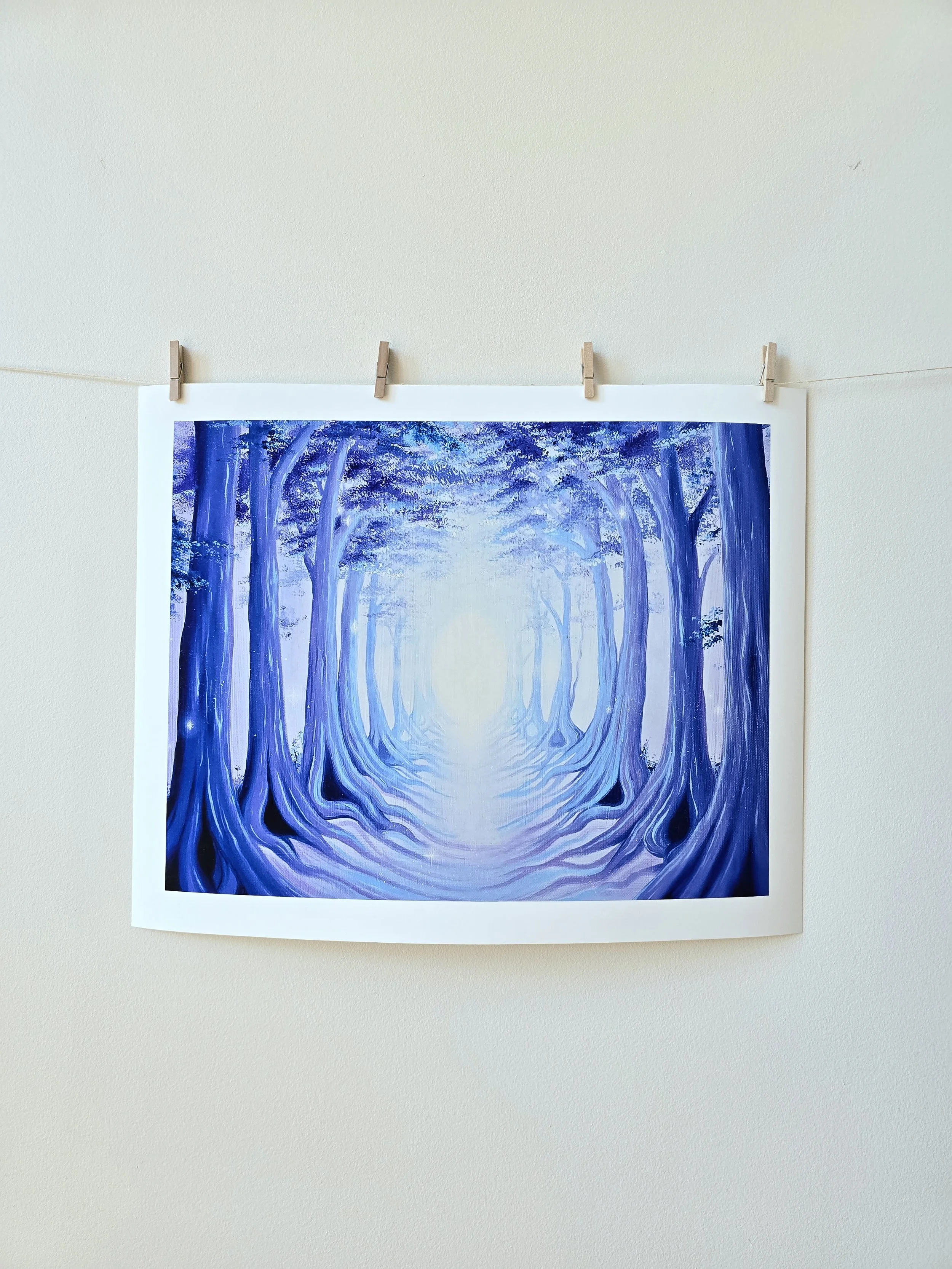 Purple Fantasy Forest Art - Mystical Woodland Art - Periwinkle Floral Art - Spirituality Art