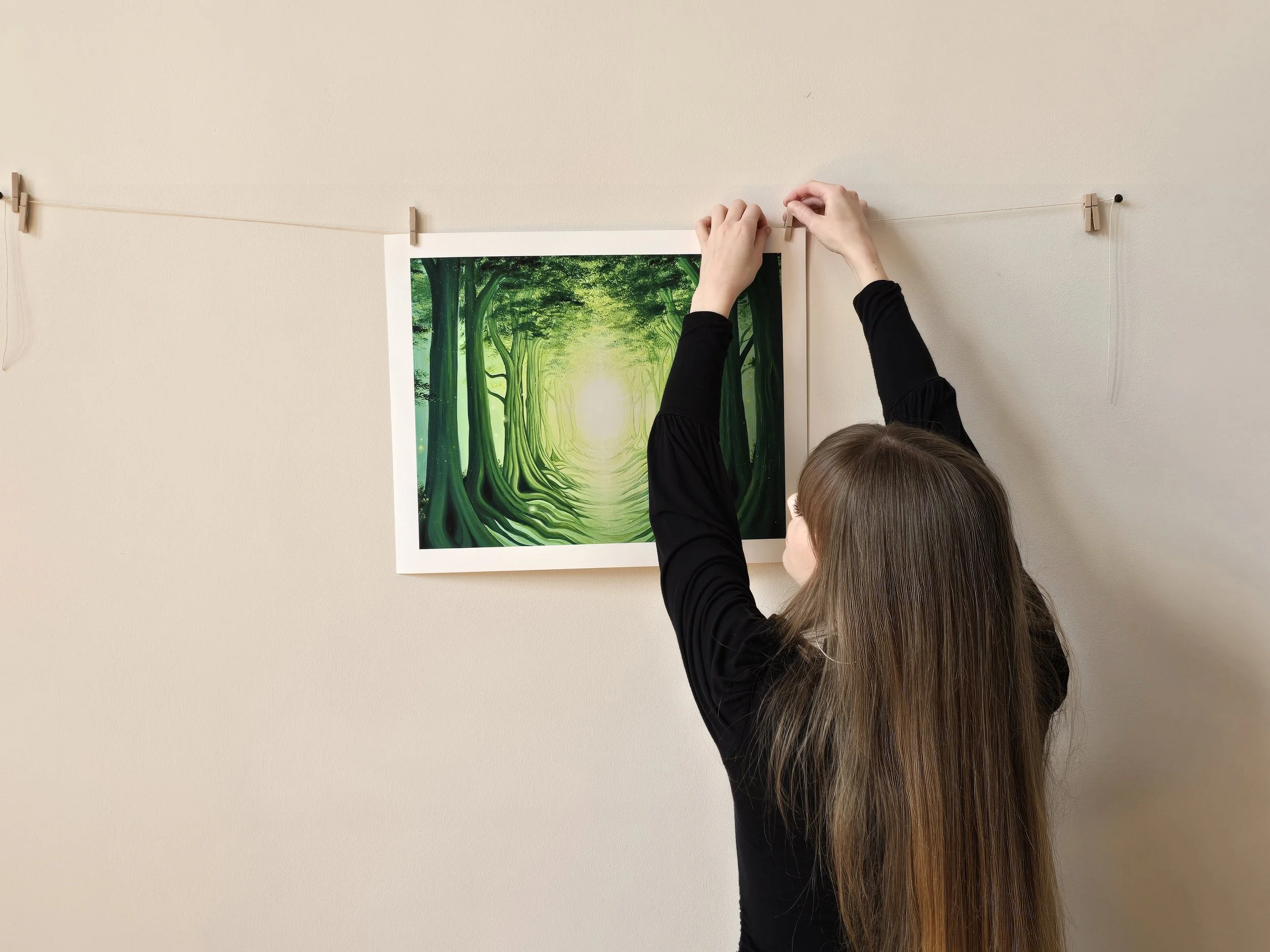 Spiritual Forest Artwork - Mystical Woodland Art - Forest Pathway Artwork - Earthy Green Home Decor Canada