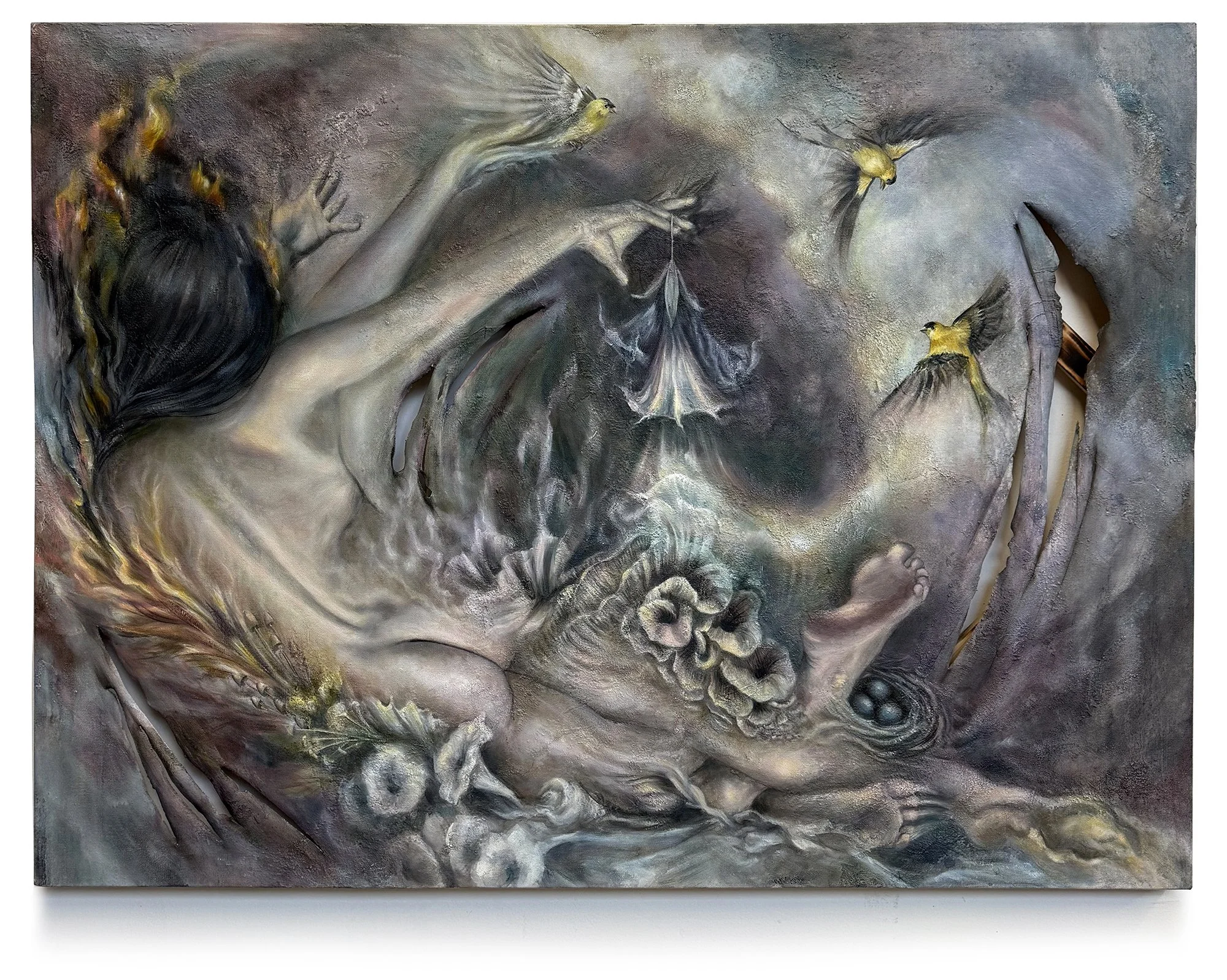 The Change, 
Mixed media oil on canvas,
36" x 48"