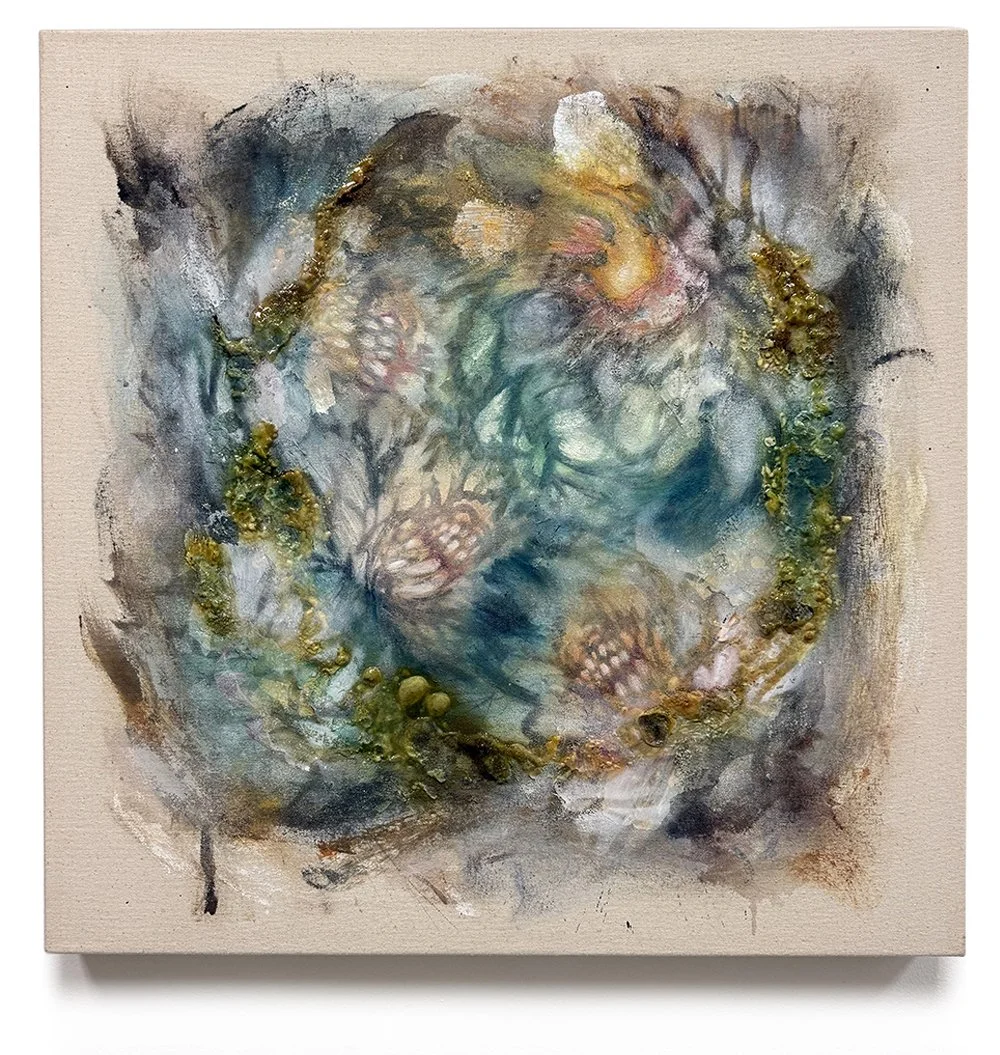 After the Bloom II,
Mixed media oil on canvas,
24" x 24"