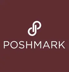 Poshmark logo on a maroon background