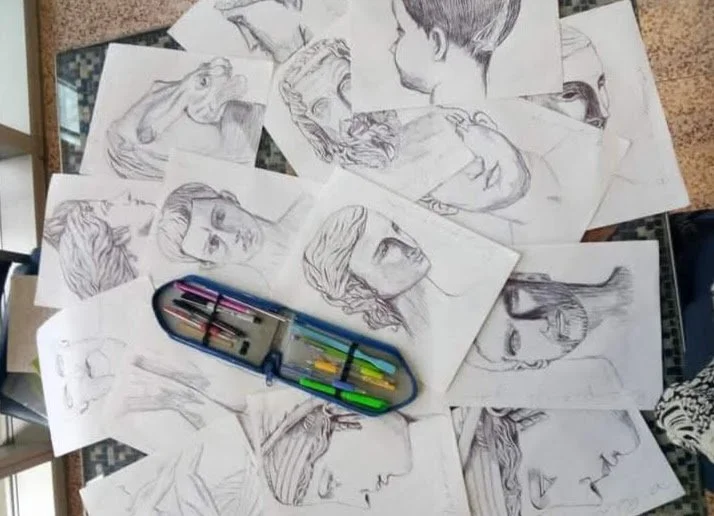 Dibujo en grafito sobre papel.