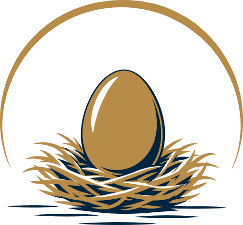 An illustration of a large valuable looking golden egg resting in a nest representing potential for value.