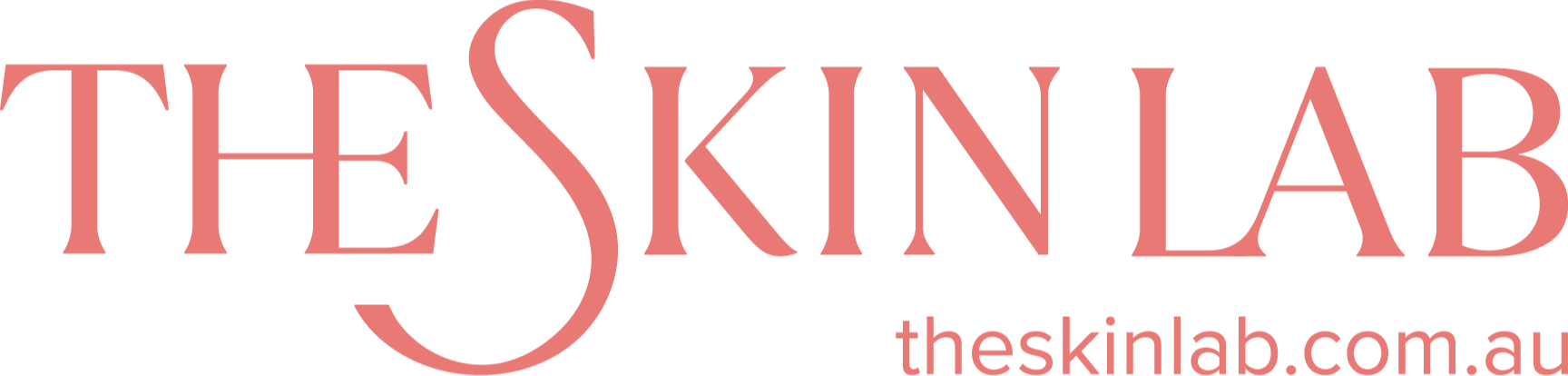 Logo for The Skin Lab with a stylized letter 'S' and the website theskinlab.com.au