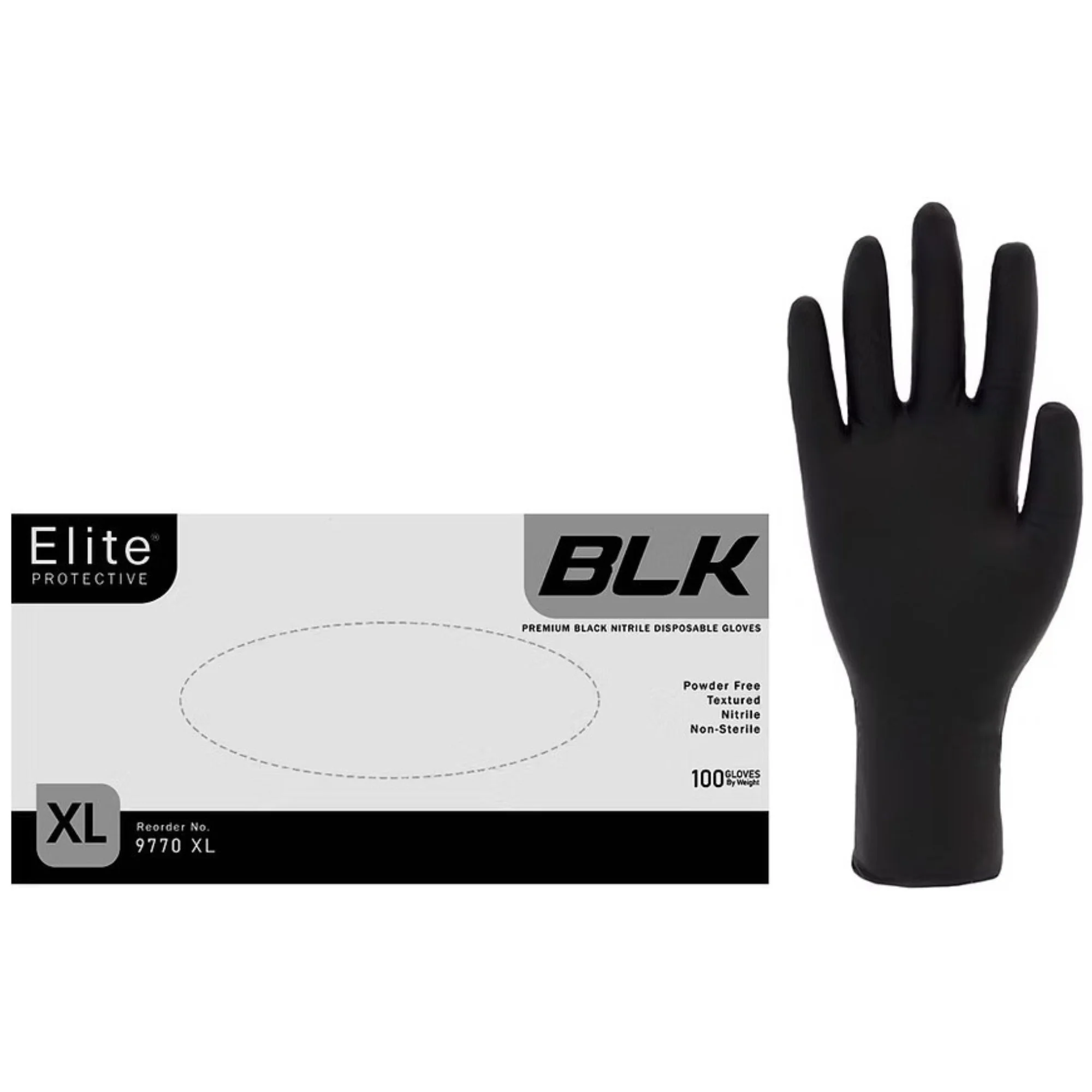 Elite BLK® 5 Mil Black Nitrile Gloves