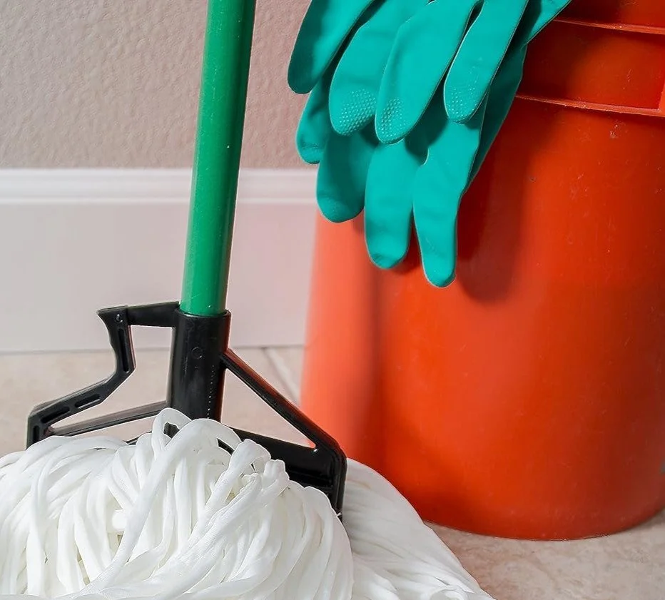 Green fiberglass mop handle