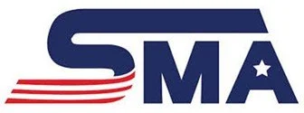 SMA logo with blue letters, red and white stripes, and a star.