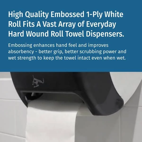 High quality embossed 1-ply white paper towel roll