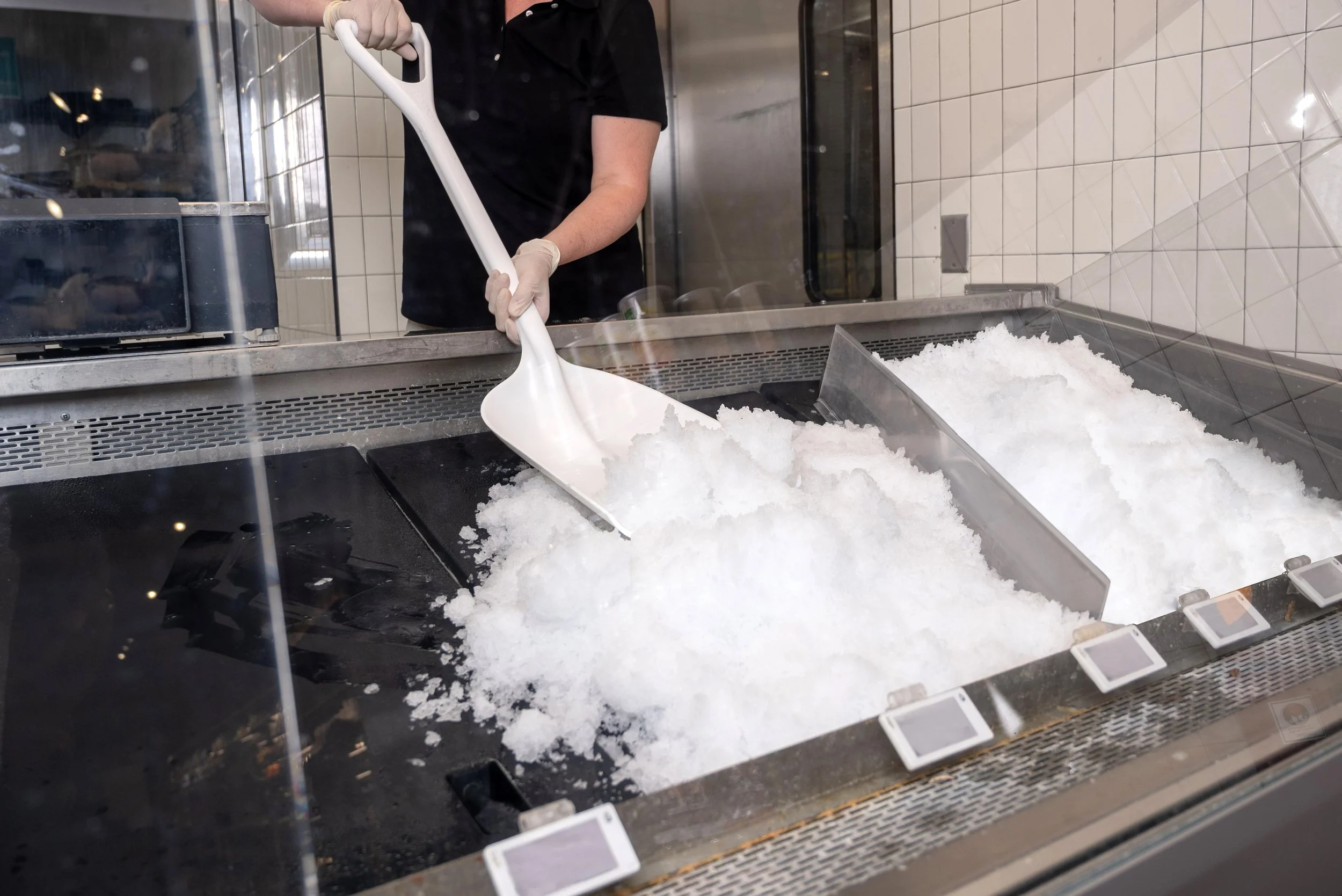 White plastic shovel