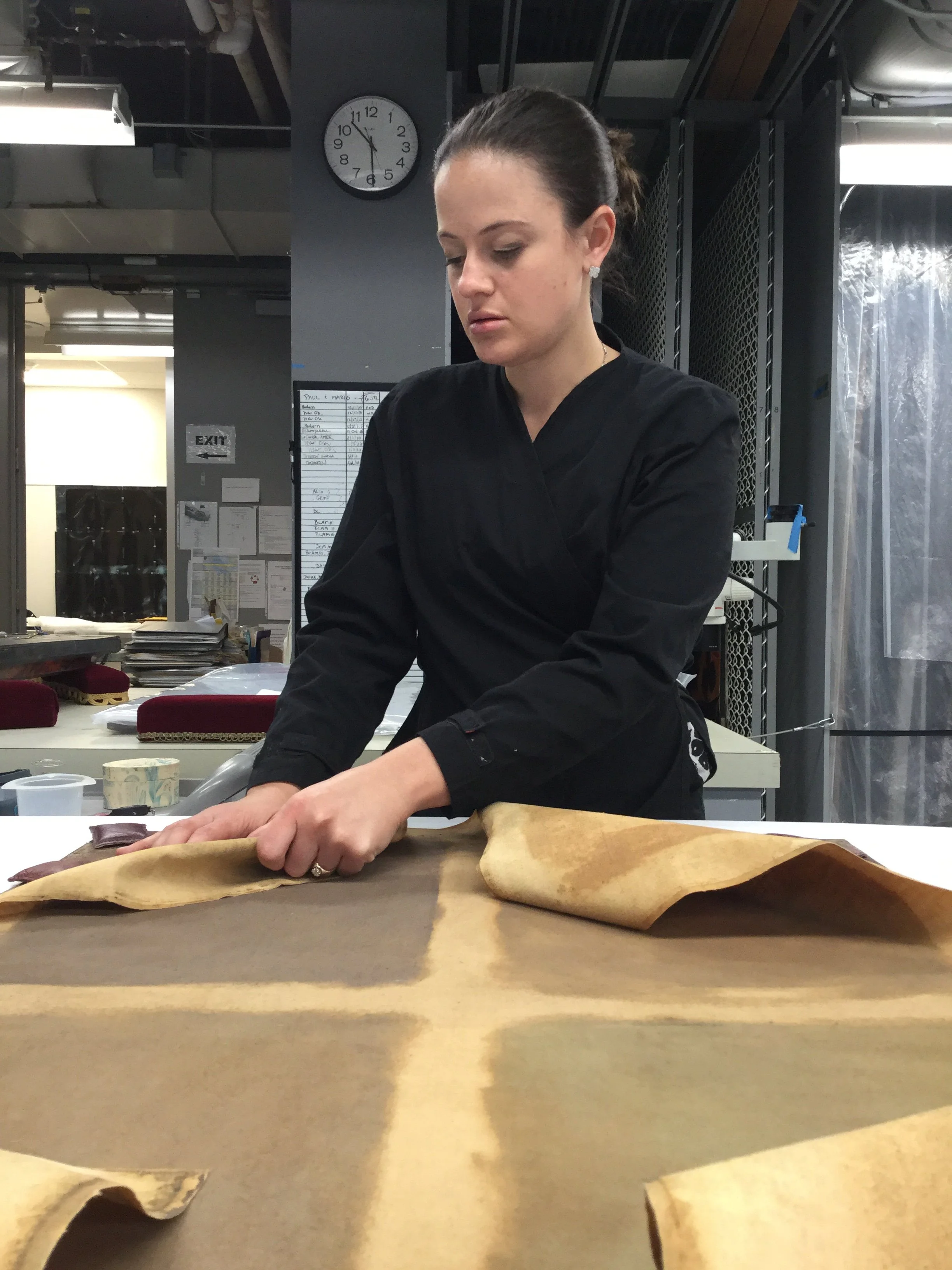 Removing a failing lining canvas from an 18th century painting - Image courtesy of Elma O'Donoghue