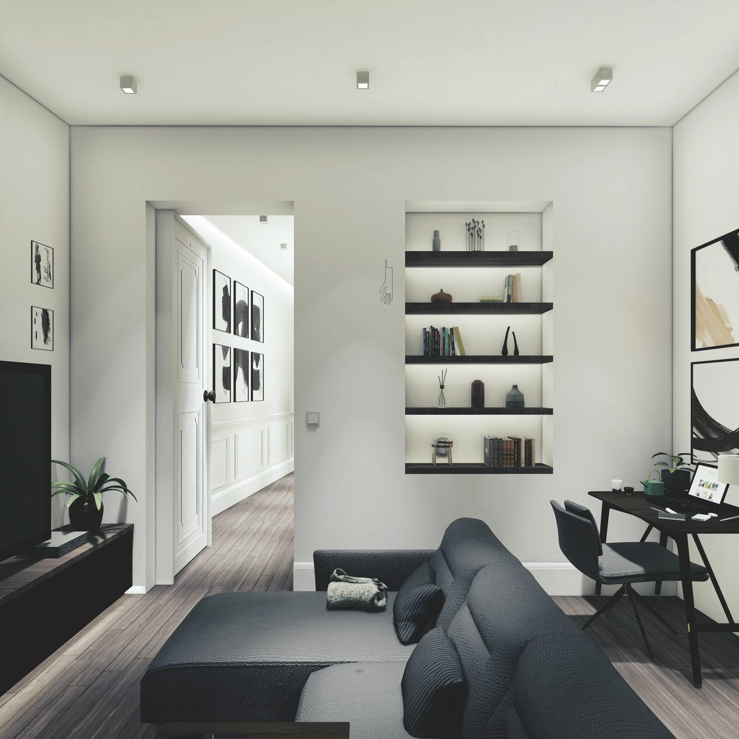 Augusto Figueroa 11

Step into a world where every shade tells a story. This 19th-century Salamanca apartment has been reimagined in a timeless palette of greys, creating a serene dialogue between light, texture, and form.

Smooth finishes, soft velv