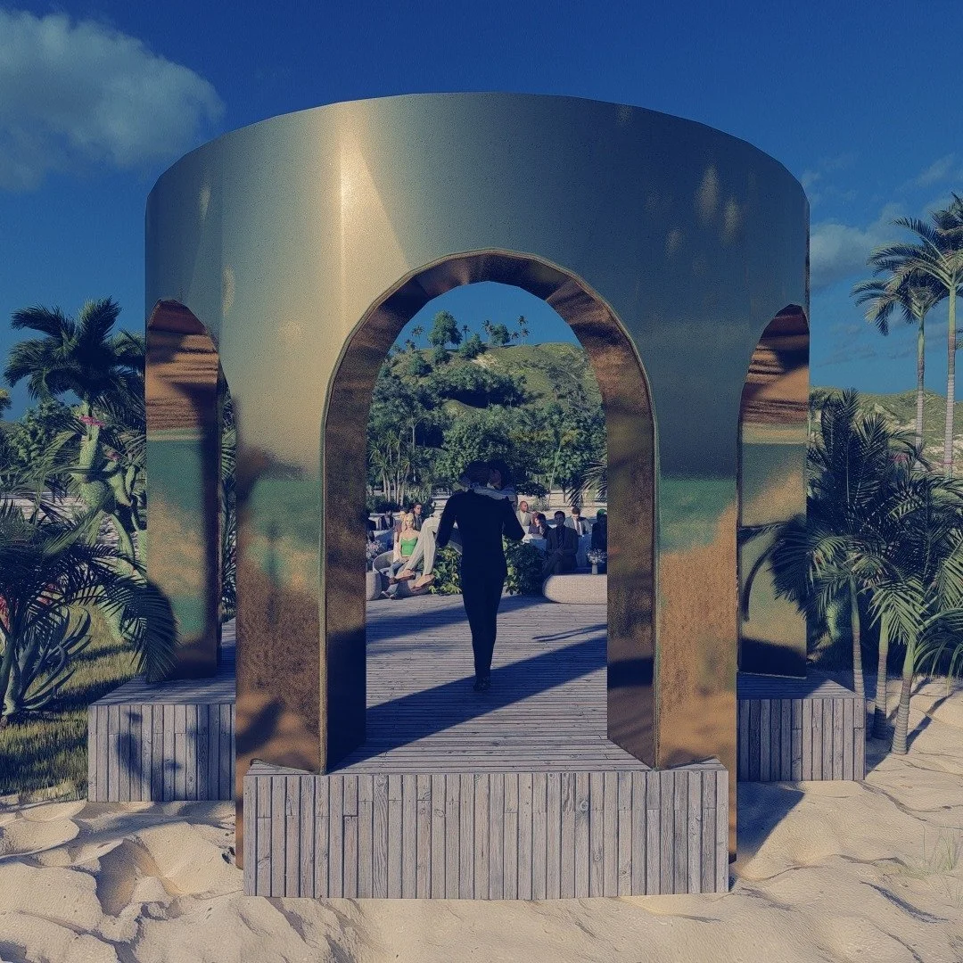 Caribbean Romance

Picture your special day under an innovative semicircular altar with elegant arches in between, beautifully covered in brass. This striking design frames the turquoise waters of Cancun&rsquo;s beaches, blending modern sophisticatio