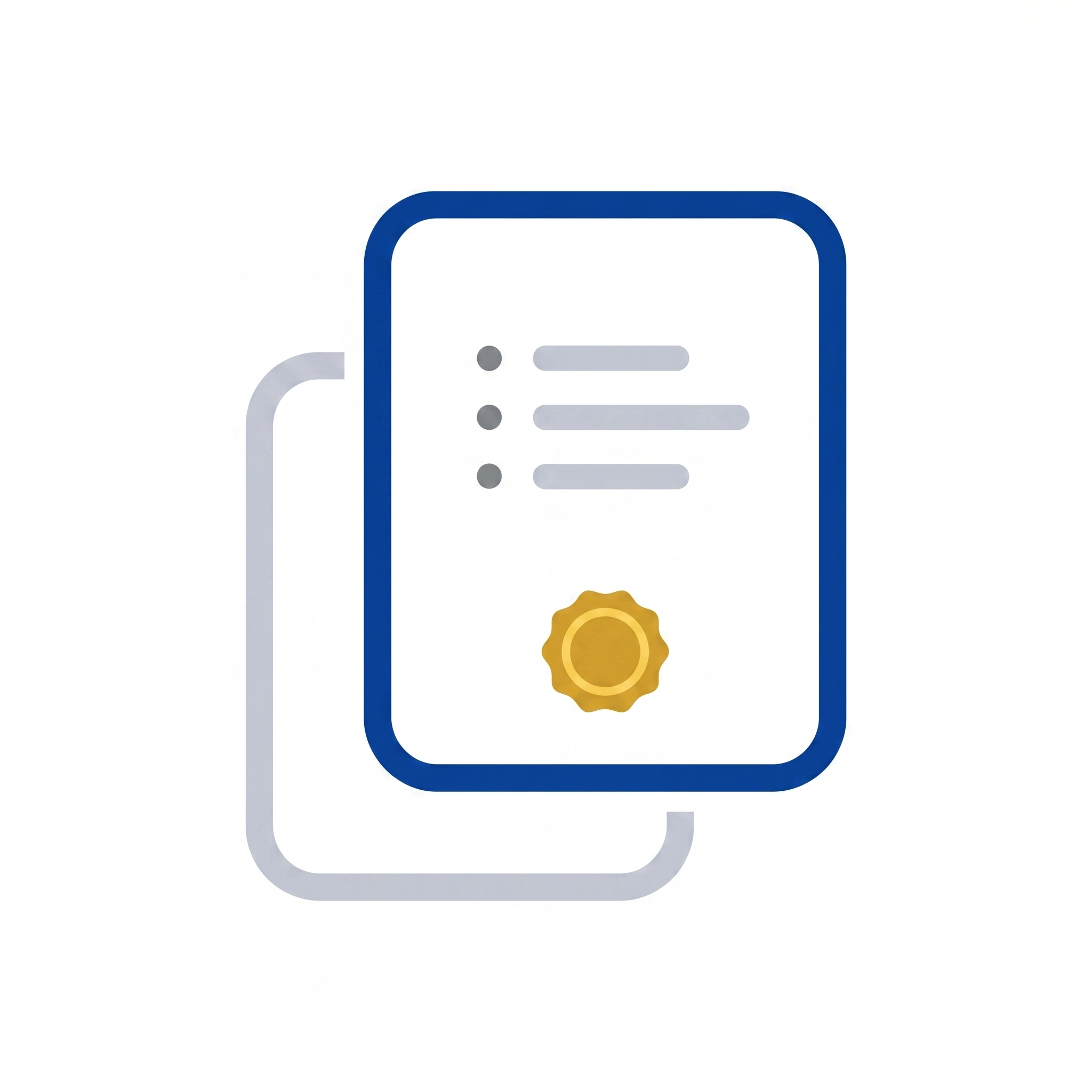 Illustration of a mobile phone with a lock icon indicating security, surrounded by abstract shapes and a gold seal at the bottom.