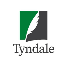 Tyndale logo with a stylized feather in green, black, and white.