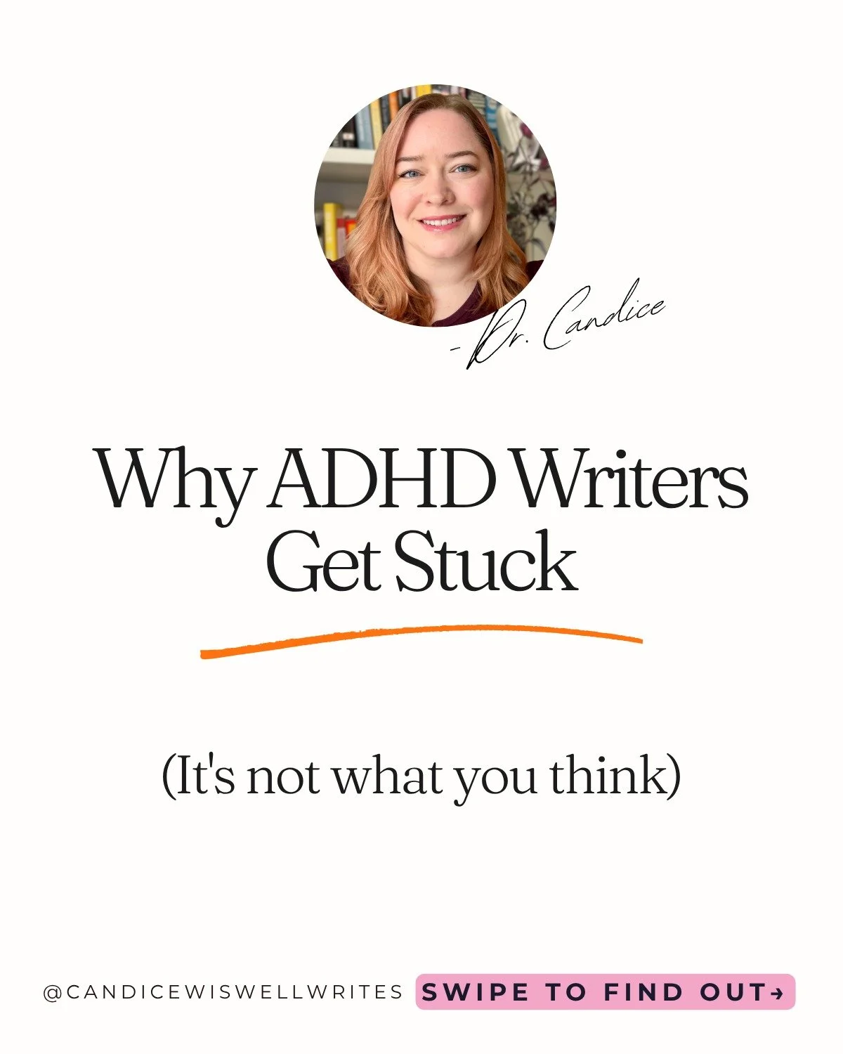 Your writing sessions keep turning into everything-but-writing sessions. Here's why. 🧠

Swipe to find out the real reasons ADHD writers get stuck, and why it has nothing to do with discipline, willpower, or how much you care about your writing.
(The