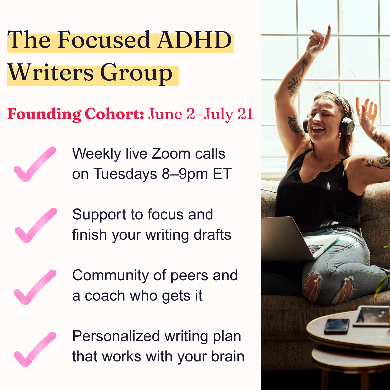 The Focused ADHD Writers Group (8-week Group Coaching Program) — Starts June 2nd