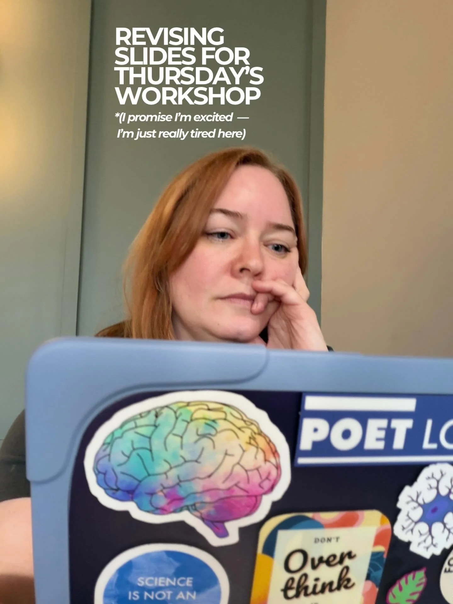 This is my &ldquo;deep in it&rdquo; face. 😅

Some people have resting bitch face. I just have resting tired face. Having a kid will do that to you.

Fun fact: in college my drawing professor kept asking if I was okay because apparently my &ldquo;dee