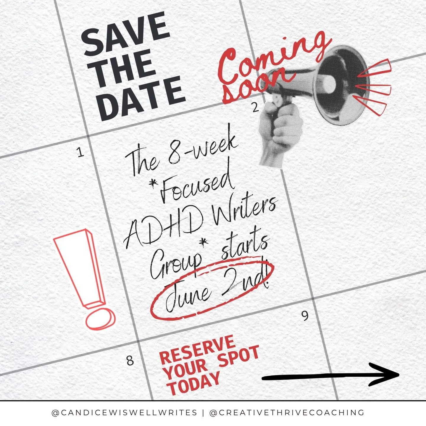 If your ADHD brain has been getting in the way of your writing, this one&rsquo;s for you. 👇

*The Focused ADHD Writers Group* Founding Cohort kicks off June 2nd and there are only 6 spots. Small on purpose, because you deserve actual support, not ju