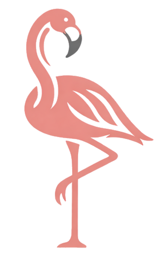 Illustration of a pink flamingo standing on one leg.