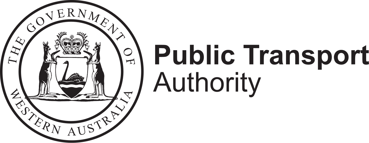 The logo of the Western Australia Public Transport Authority featuring a circular emblem with a crown, two animals, and a shield.