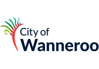Logo of the City of Wanneroo, featuring a colorful stylized plant or leaf.