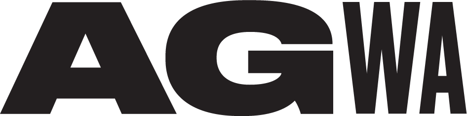 Close-up of the letters A and G in black, with white background.