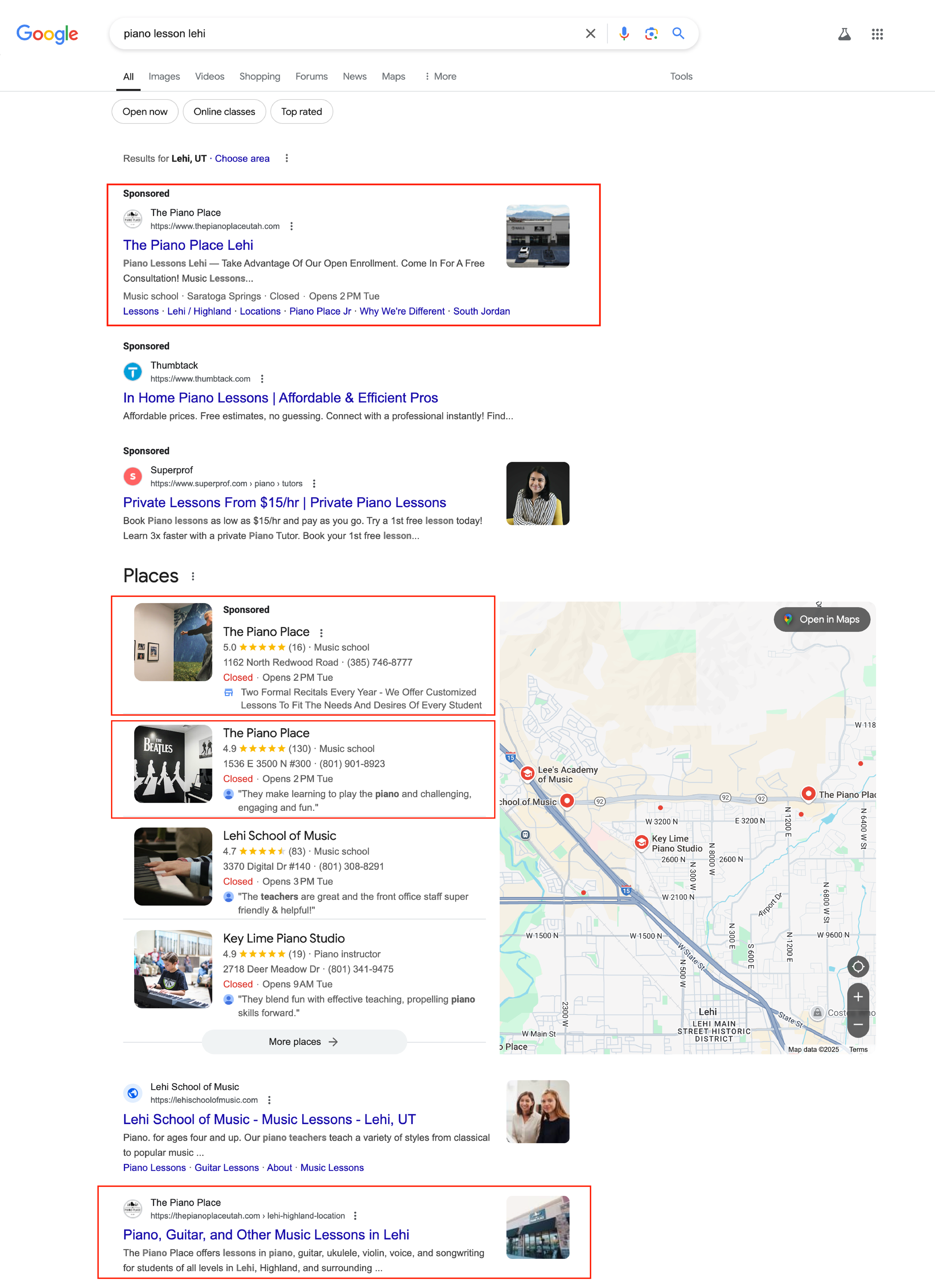 Piano Lessons Lehi Google Search from The Utah Digital Marketing Agency