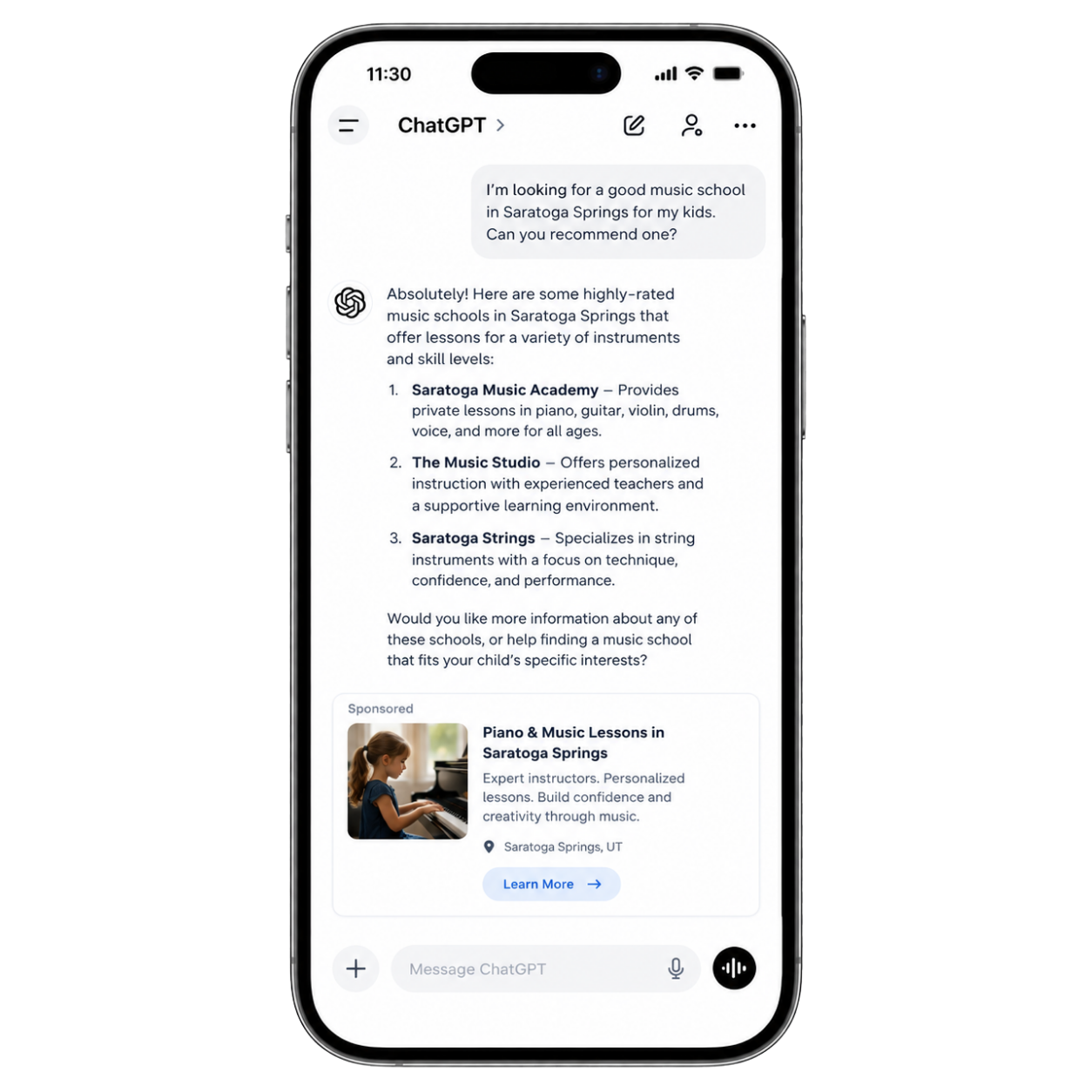 ChatGPT Ad on iPhone