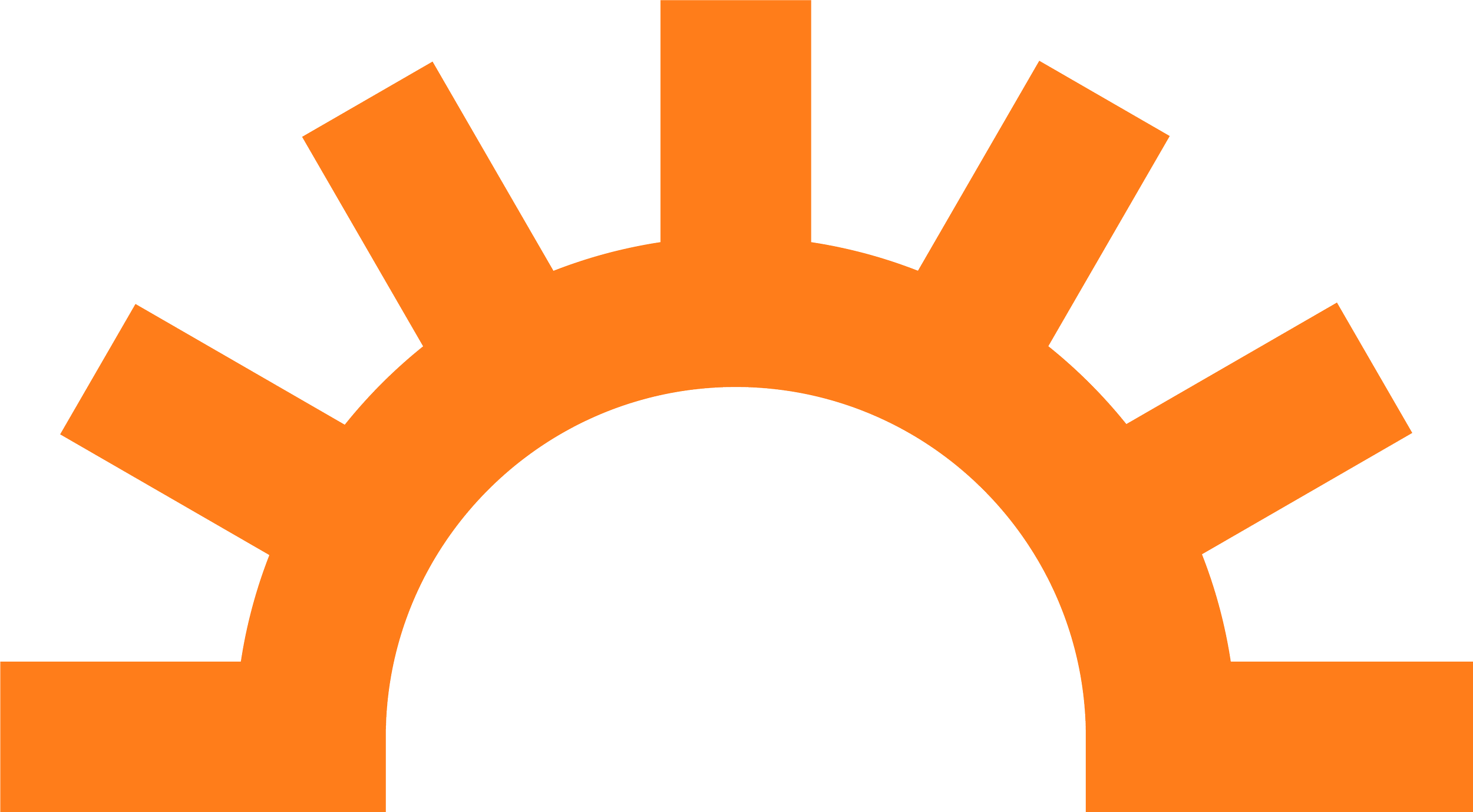 A stylized orange sun icon with a transparent background.