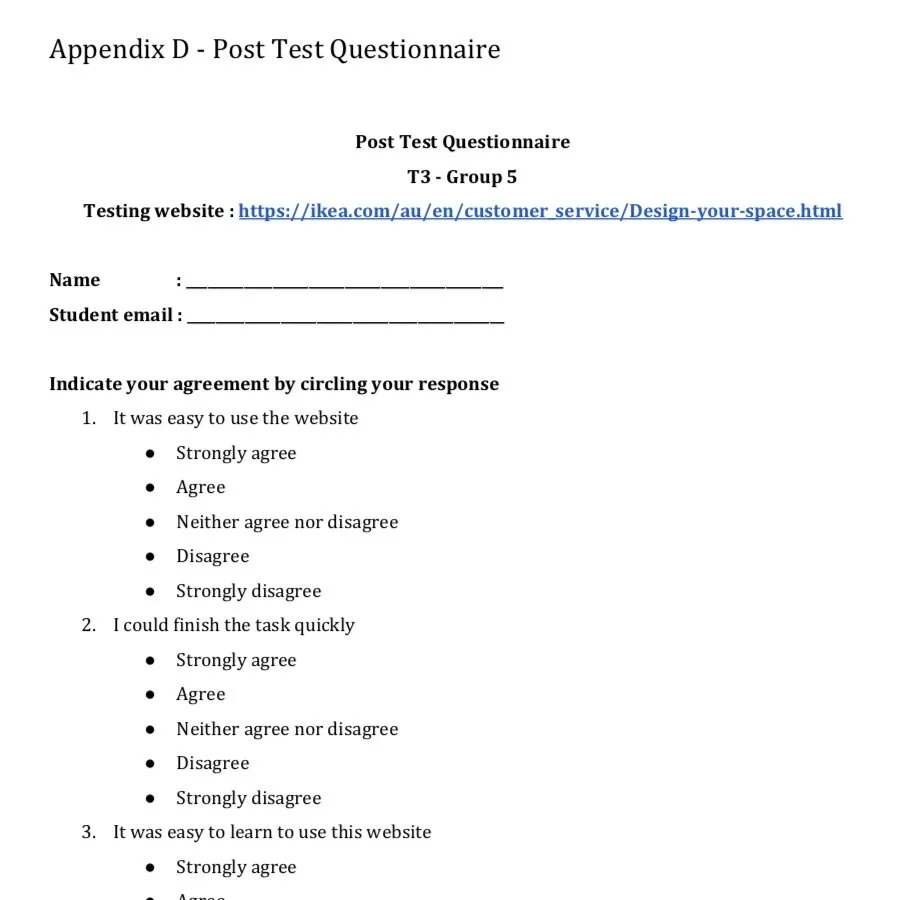 preview of post test questionnaire