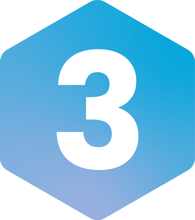Blue gradient background with a large white number 3 in the center.