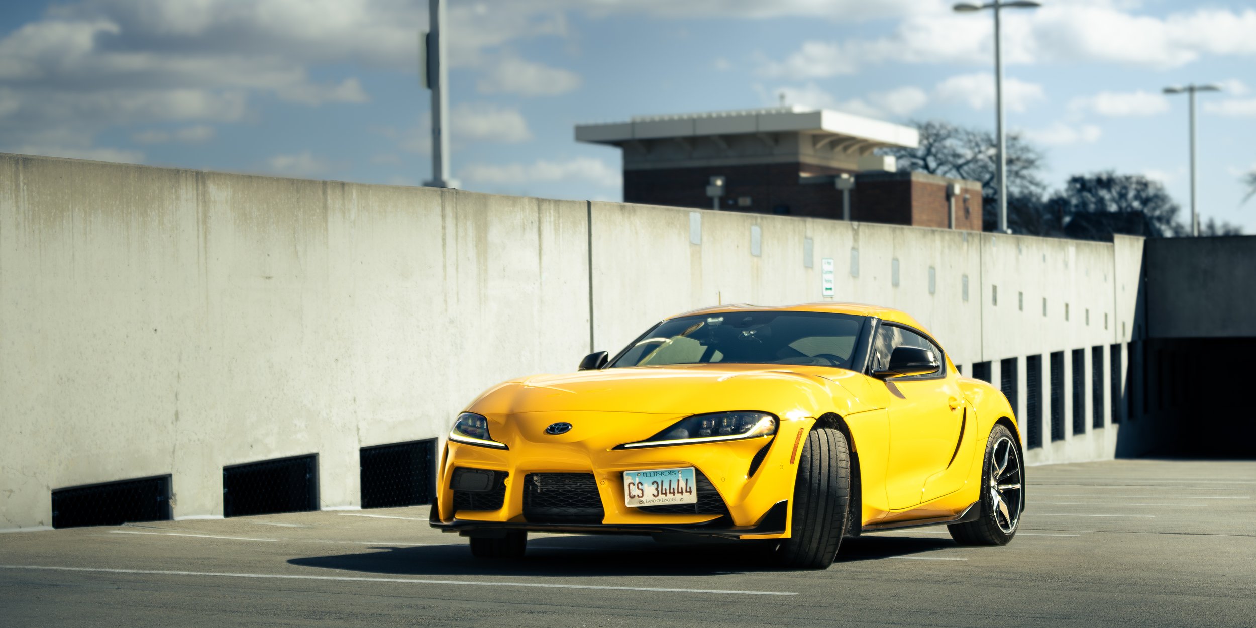 2022 Toyota Supra in a parking garage, captured by Samantha Blair