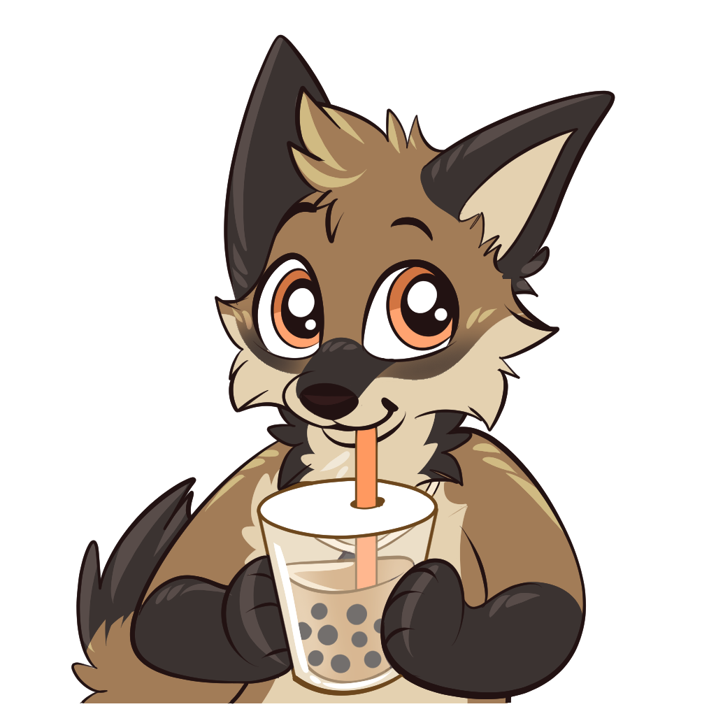 A coyote enjoying a bubble tea.