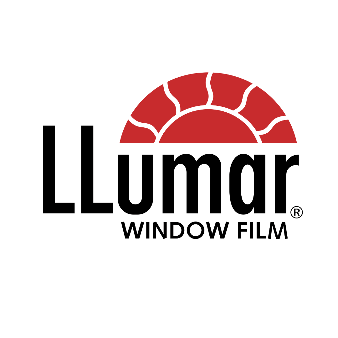 Logo of Llumar window film with a red semi-circle graphic above the brand name.