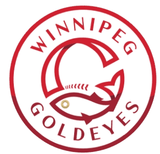 Winnipeg Goldeyes logo featuring a fish with a baseball inside a circular emblem with the team name wrapped around the perimeter.