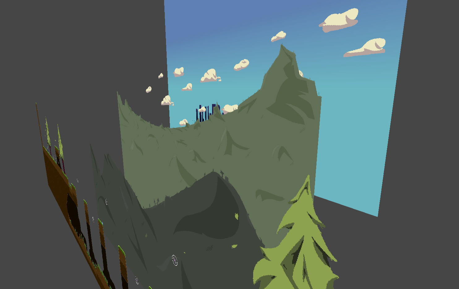 Large background drawn in layers to give a parallax effect and loop within Unity.