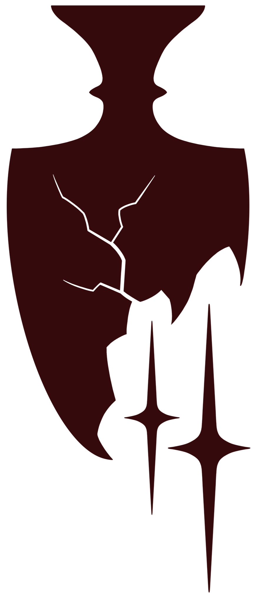 A stylised, cracked vase, with stars