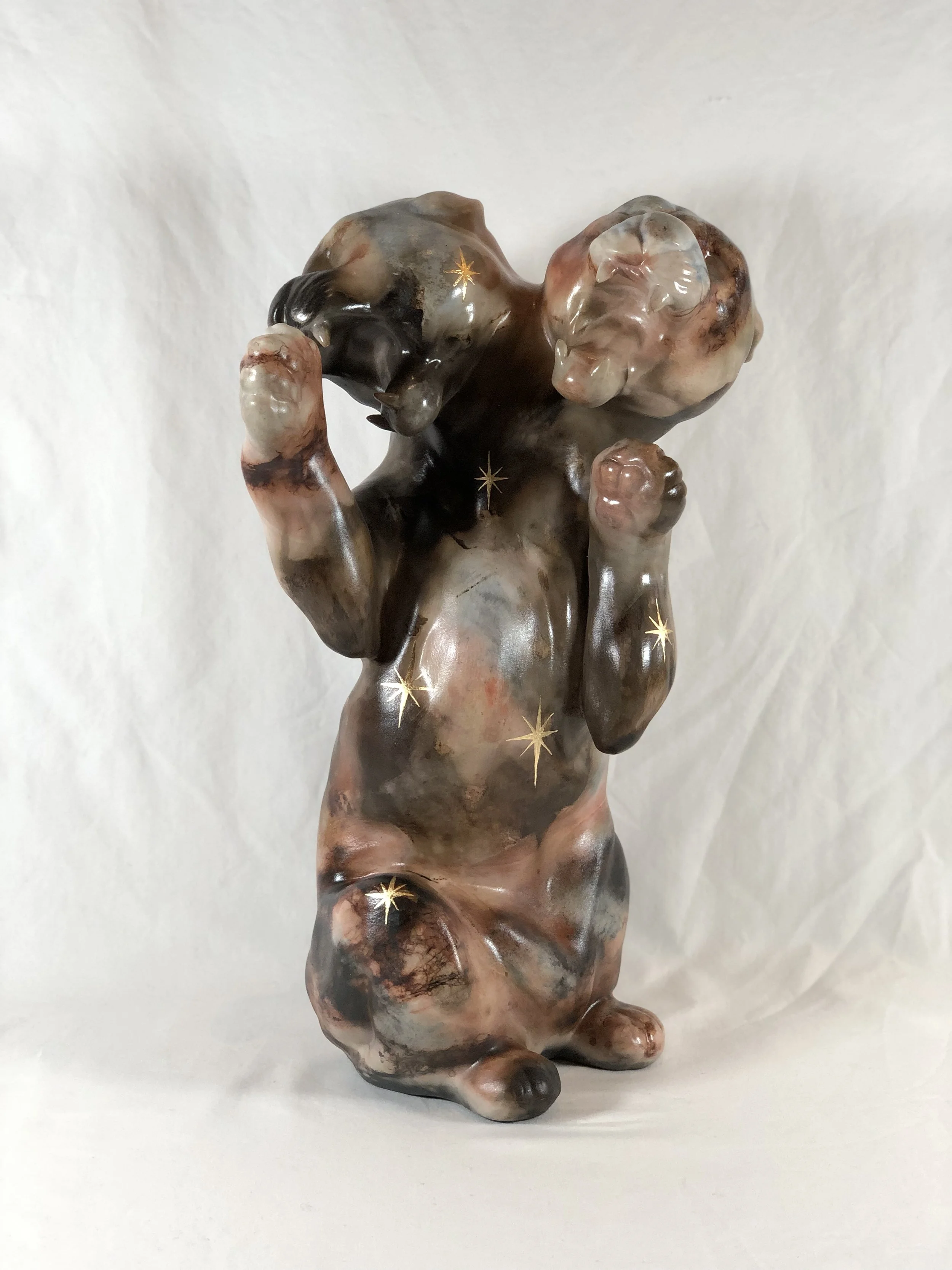 Ceramic big cat sculpture by Eddy Lou