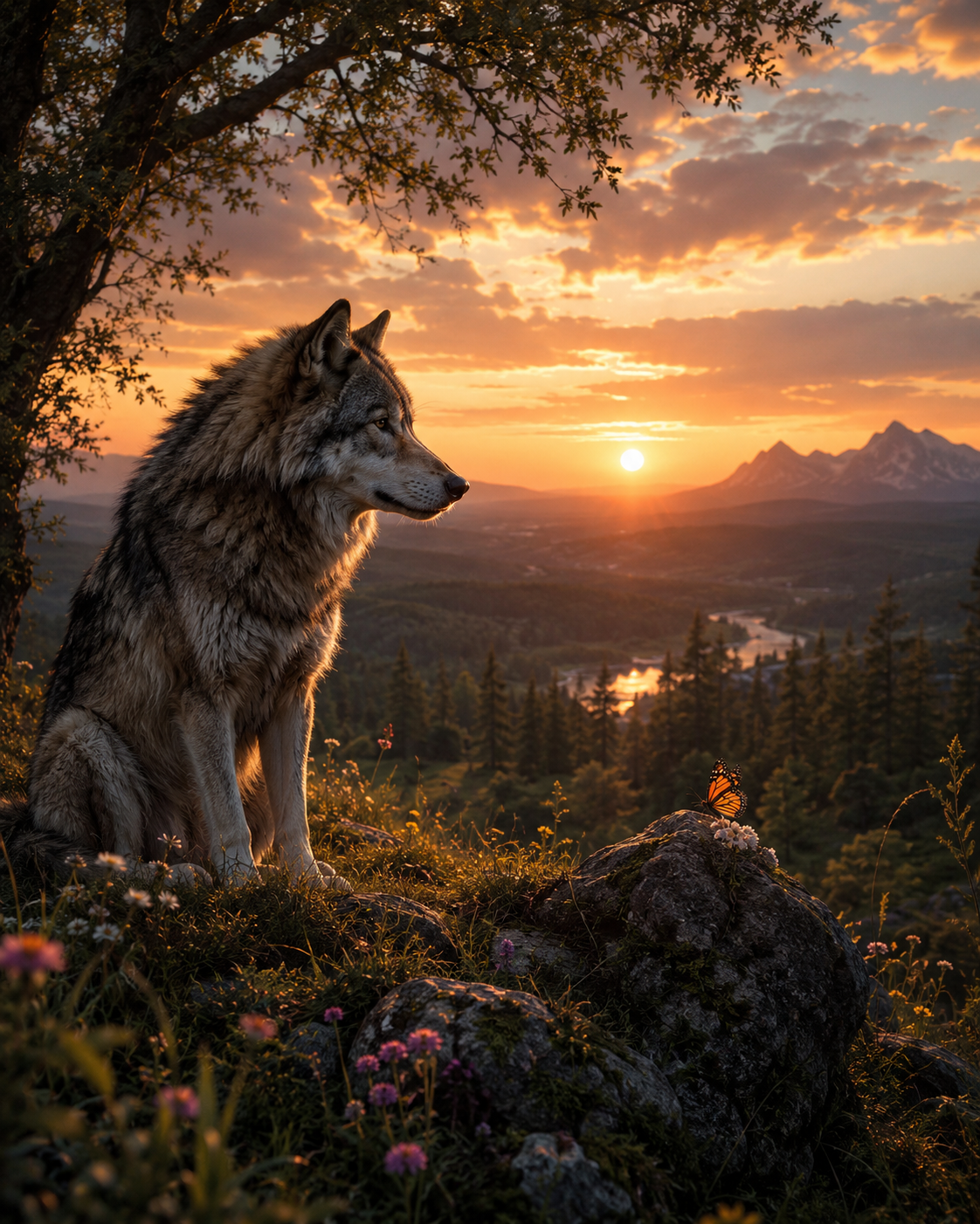 Der Wolf auf dem Hügel