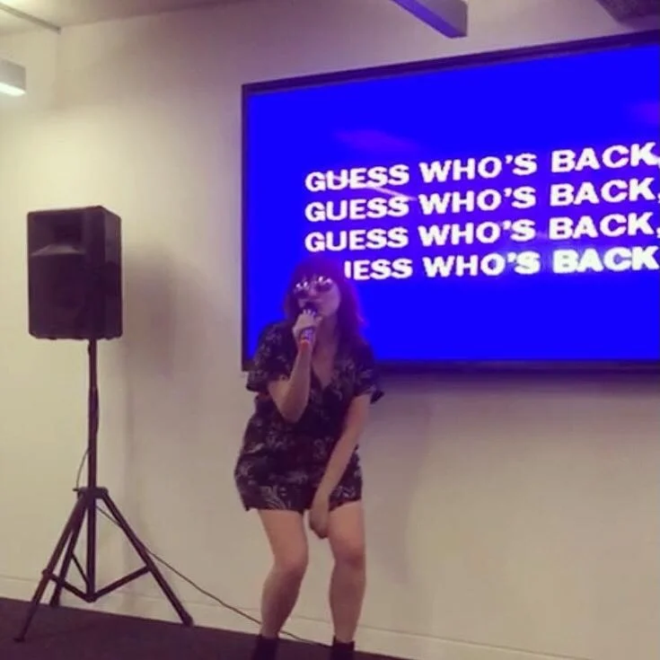 How it feels to relaunch your website so it feels 100% authentically and unapologetically you in the hope it will attract others who feel the same

(photo of me doing karaoke in the office circa 2018)