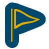 A yellow golf flag icon on a dark background