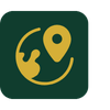 A map icon with a location pin on a green background.