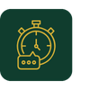 Stylized stopwatch icon with a green background and yellow outline