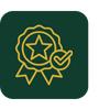 Icon of a ribbon with a star in the center and a circular element on the side, likely representing an award or achievement.