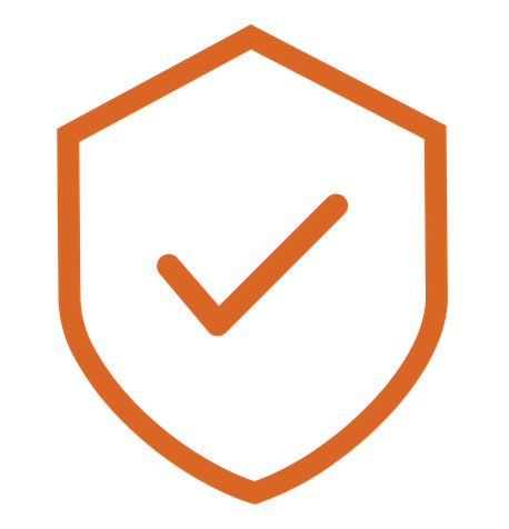 Escudo com uma marca de verificação no centro, representando proteção ou segurança.